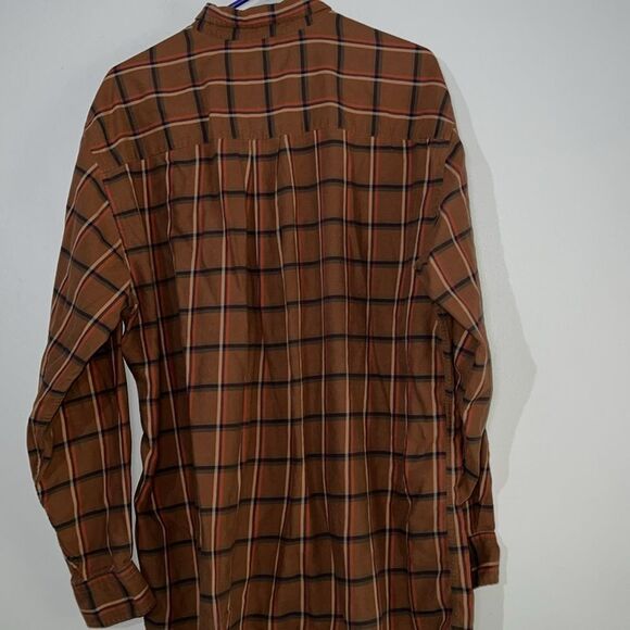 Lands End Men's Size LT Red/Brown/Green Plaid Long Sleeve Button Down Shirt - Picture 10 of 10